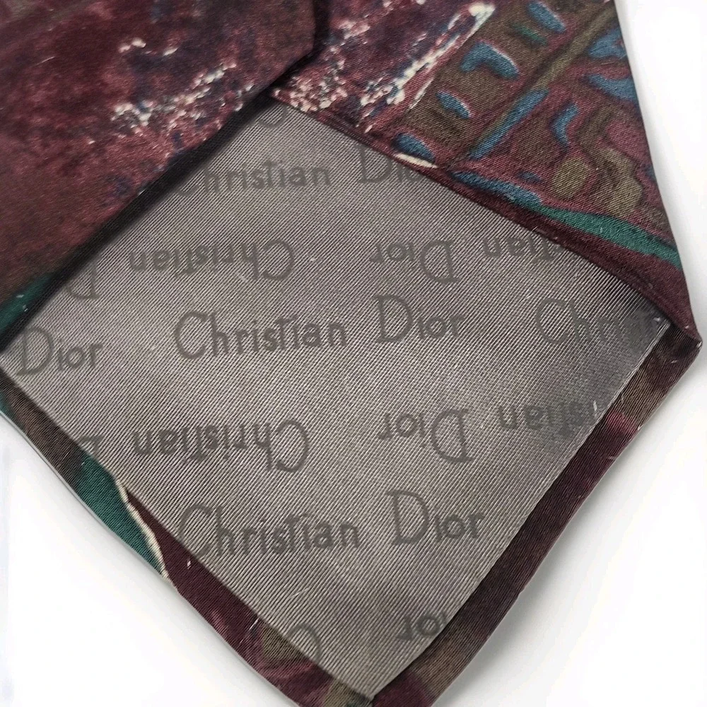 Vintage Christian Dior Monsieur Silk Tie Purple Abstract 80s 90s Designer Neck